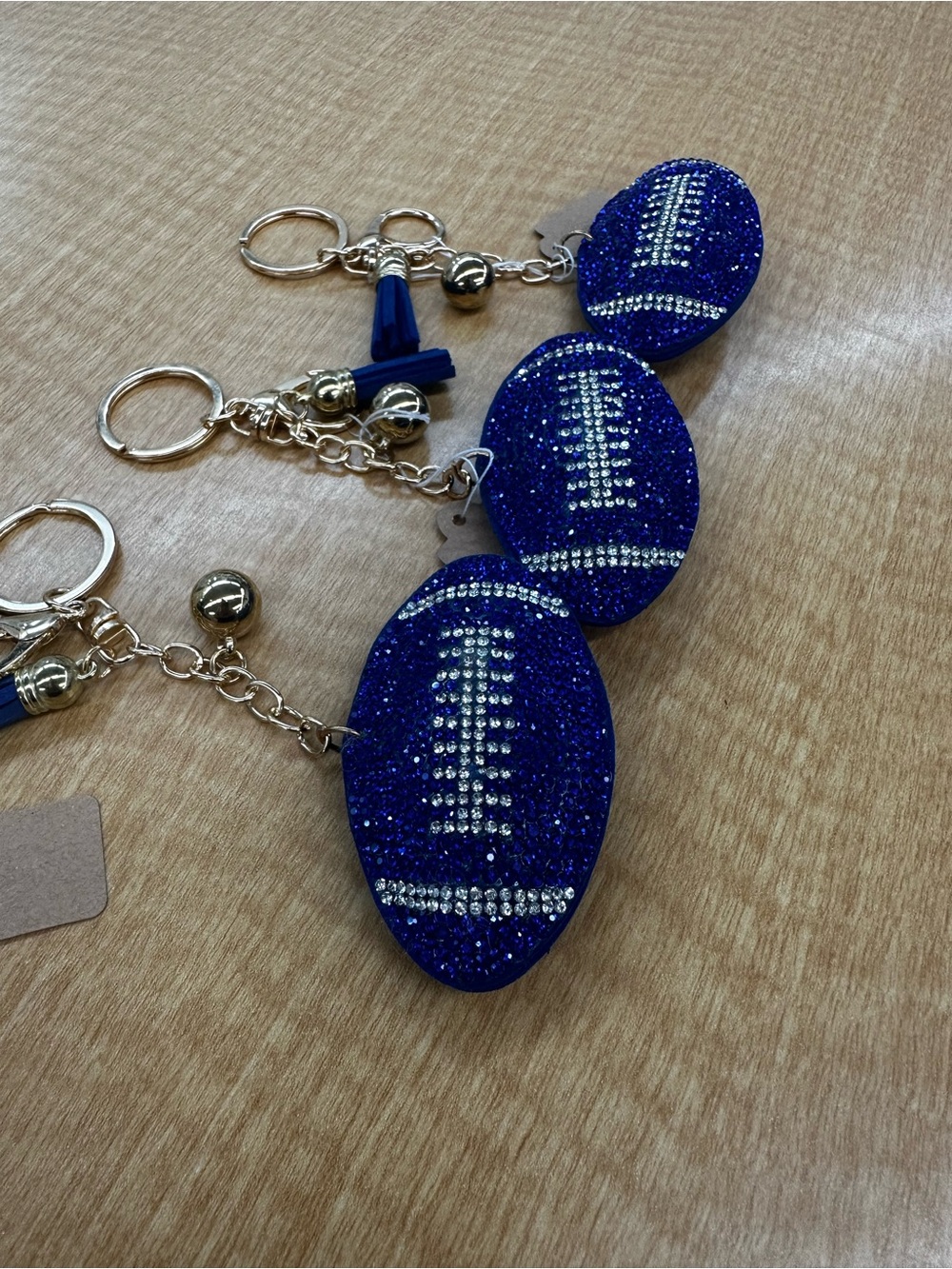 Source Unknown Blue Rhinestone Football Keychain Key & Card Holder - Picture 2 of 2